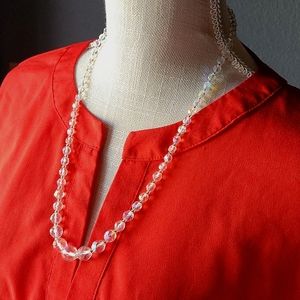 Vintage AB Graduated Faceted Bead Necklace Single Strand 24"